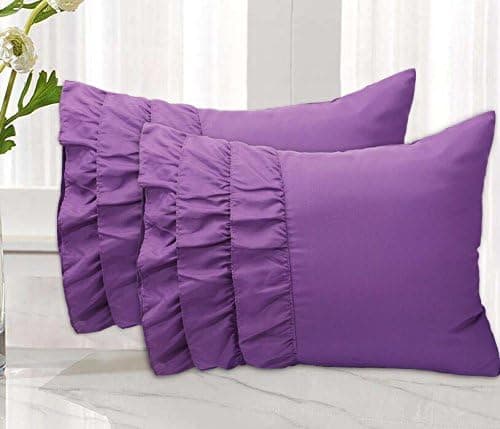 Empire Home Solid Ruffled Bed Pillow Cases - Set of Two (Standard, Purple)
