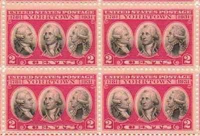Yorktown 1781-1931 Set of 4 x 2 Cent US Postage Stamps NEW Scot 703