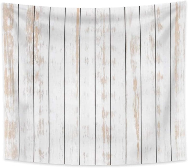 Yongto Vintage White Planks Tapestry Wall Hanging Rustic Vertical Striped Wooden Board Tapestries Retro Wall Board Building Wall Tapestry for Bedroom Living Room Art Decor Beach Mat 70.9x63.0 inches
