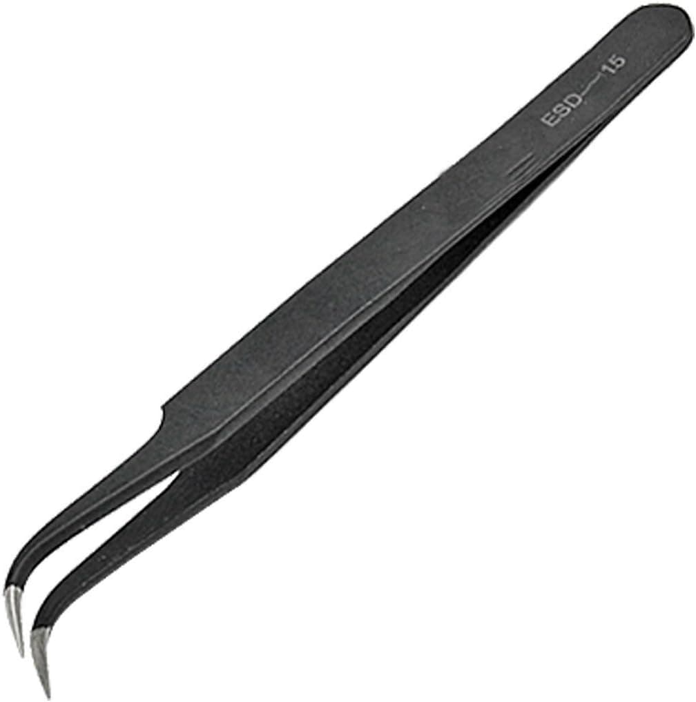 GBSTORE Anti-static Stainless Steel Curved Tweezers Jewelers Craft Hobby Beading Hand Tool