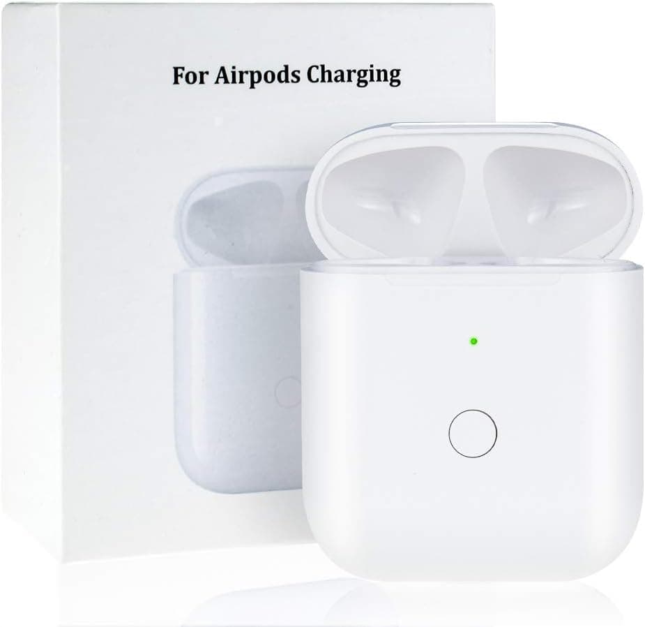 Wireless Charging Case with Sync Button Compatible with Airpods 1 & Airpods 2, Air pods Charging Case Replacement, 450mAh Built-in Battery (White)