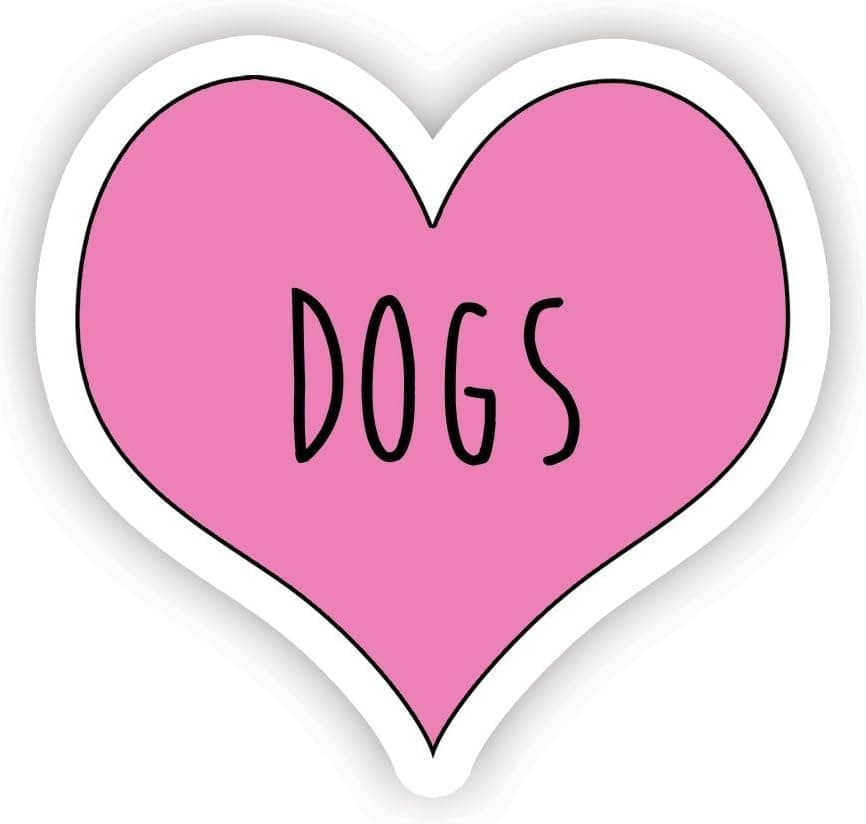 Love Dogs Pink Heart - Inspirational Quote Stickers - 2.5" Vinyl Decal - Laptop, Decor, Window Vinyl Decal Sticker