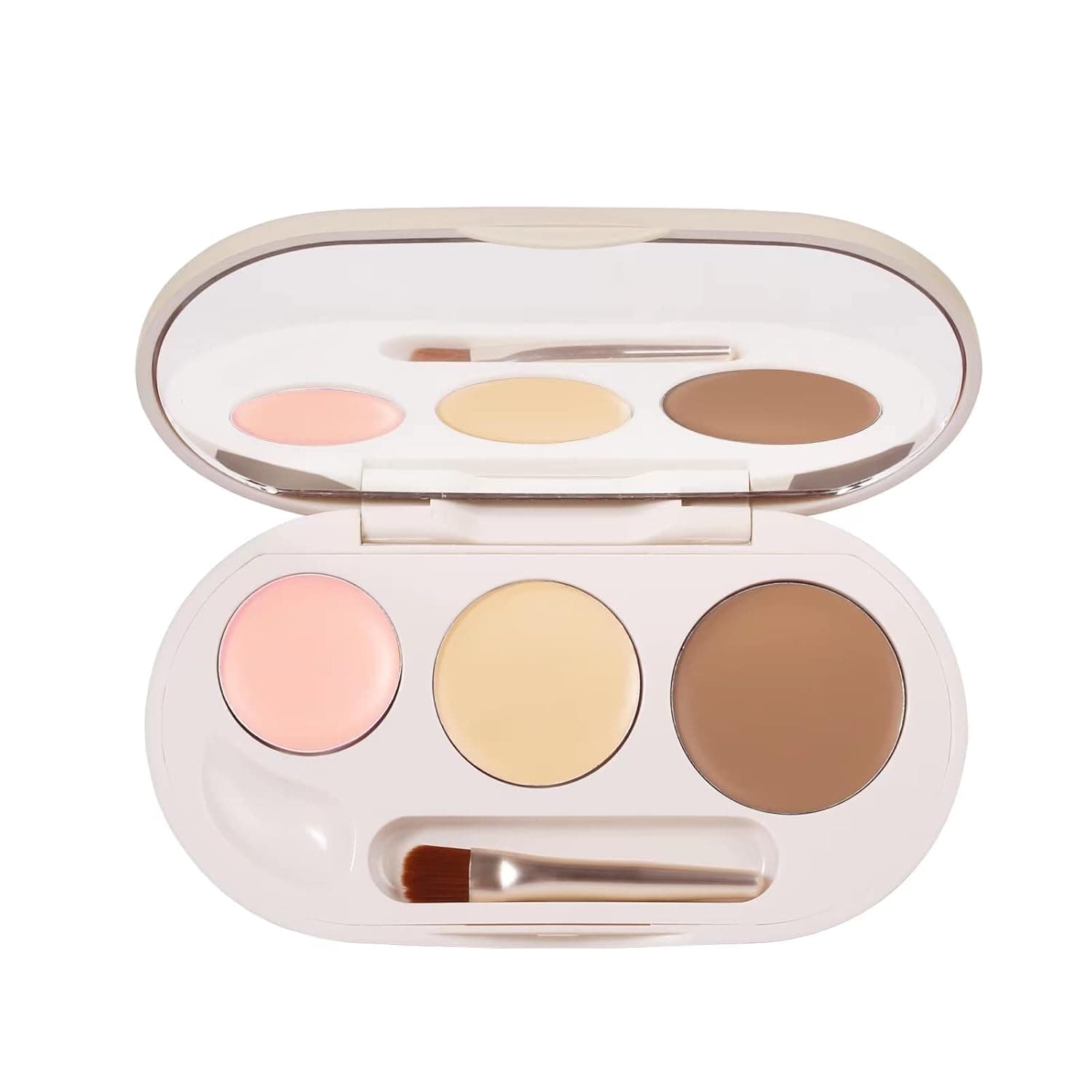 Kasither 3 Shades Makeup Contour Palette,Cream Concealer Kit,Face Contouring Highlighter Palettes,Correct and Conceal Dark Circles, Wrinkles, and Redness,Professional Base Foundation Makeup Cream (3 Colors)With Mirror & Brush (#03)