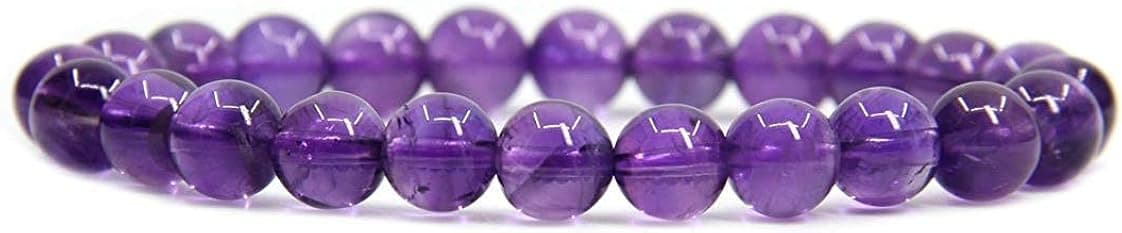 Natural AA Grade Dream Light Amethyst Gemstone 8mm Round Beads Stretch Bracelet 7 Inch
