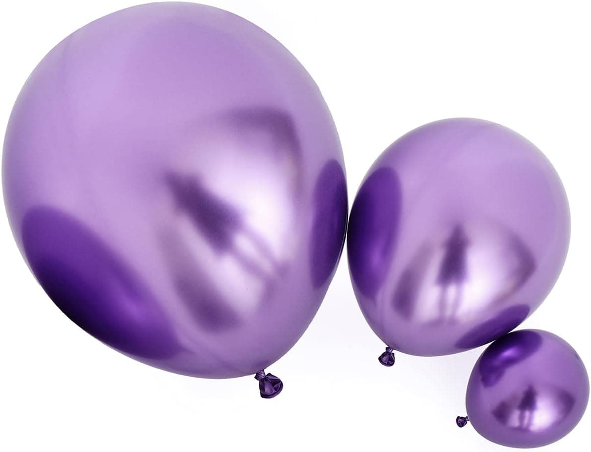 75 Pcs Metallic Purple Latex Balloons, 18/12/5 Inch Chrome Balloons Various Sizes for Girls Women Purple Birthday Baby Bridal Shower Decorations