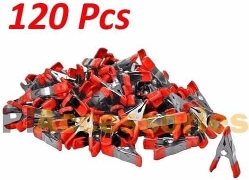 120x 2 inch Mini Metal Spring Clamps w/ Red Rubber Tips Tool LOT of 120 Pcs Pack