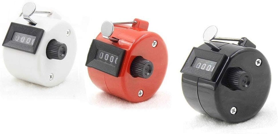 3PCS ABS Hand Held Tally Counters, Mechanical 4 Digit Golf Counter, Manual Plastic Clicker, Black White Red