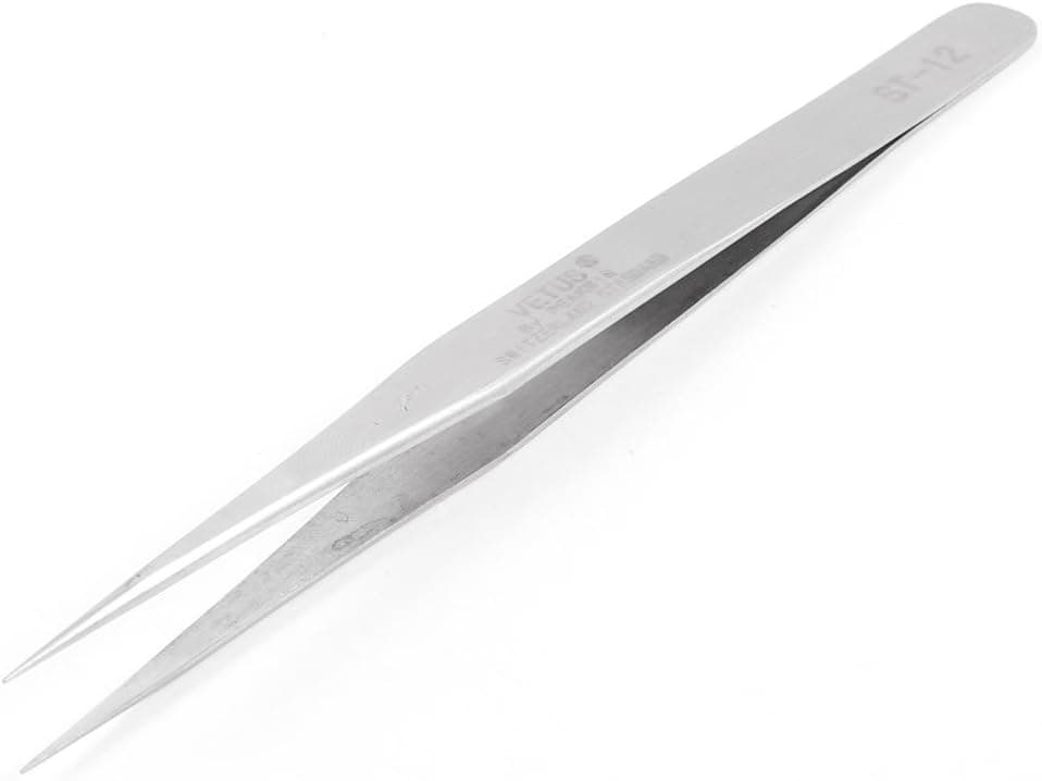 Uxcell Silver Tone Pointed Tip Straight Tweezers, 13.5cm