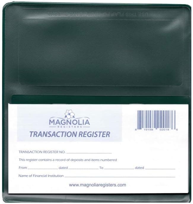 5 Checkbook Transaction Registers w/Vinyl Checkbook Cover (Green)