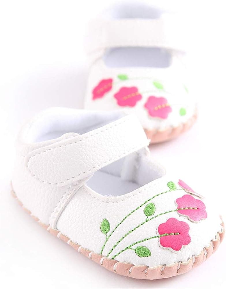 Meckior Infant Baby Girls Boys Handmade Princess Flats Toddler First Walkers Soft PU Leather Non-Slip Crib Wedding Dress Shoes