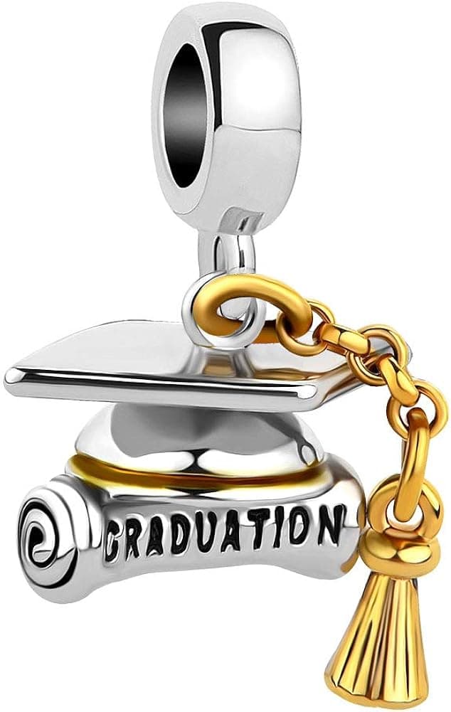 LovelyCharms Graduation Hat Cap Scroll College School Charm Bead for Bracelet