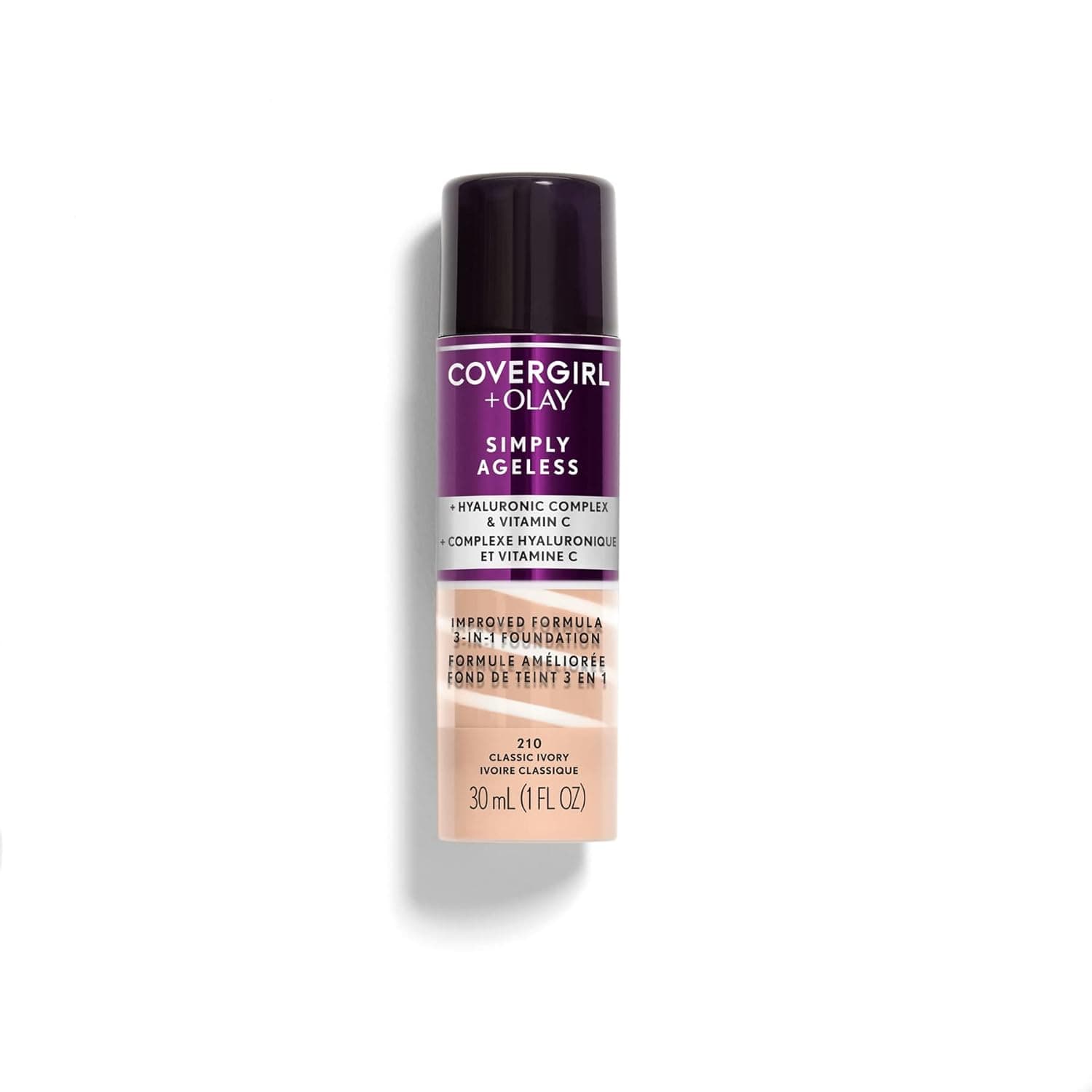 COVERGIRL+Olay Simply Ageless 3-in-1 Liquid Foundation Classic Ivory, 1 Fl Oz (Pack of 1) (packaging may vary)
