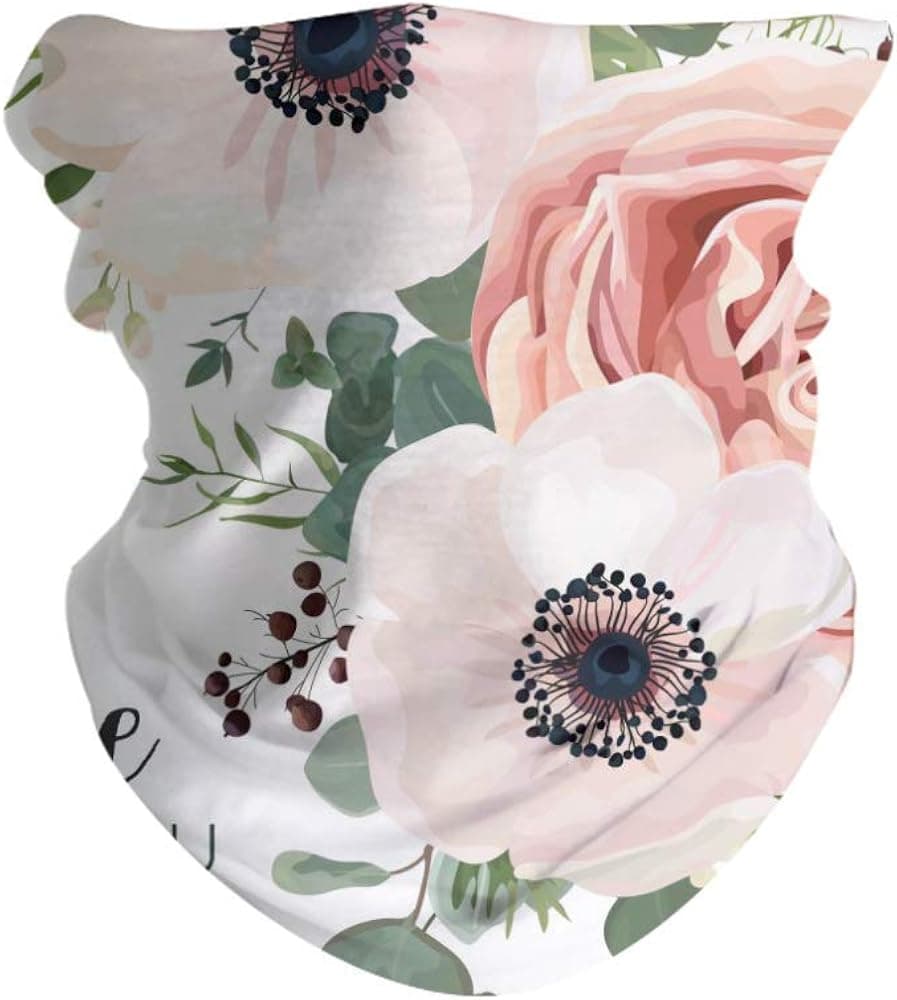 ANTOPM Elegance Decorative Invite Postcard Elegant Illustration Neck Face Mask Bandana for Men and Women Face Mas White