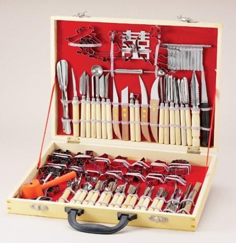 International Culinary Carving Set 80 Piece, Wood Case