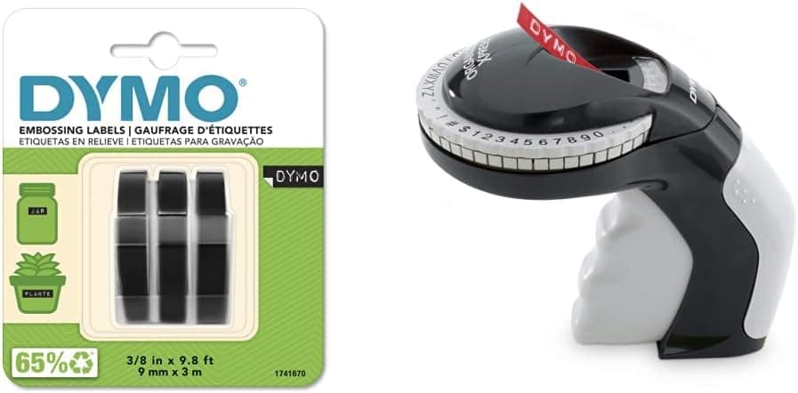 DYMO Organizer Xpress Pro Handheld Embossing Label Maker (12966) + 3 bonus rolls of 3/8" White Plastic Tape
