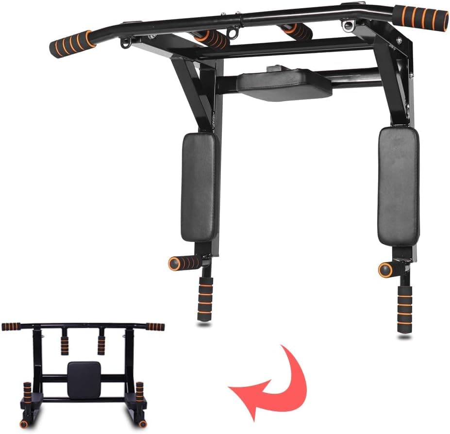 Jandecfit Pull Up Bar for Doorway and Chin Up Bar, No Screws Required Doorway Chin Up Bar Adjustable Dip Bars for Home Gym Exercise Fitness Portable & Easy Storage Up to 440 LBS