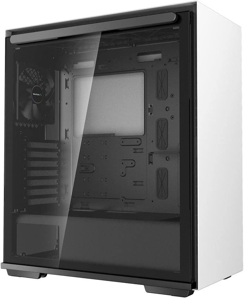 DEEPCOOL MACUBE 310 Full-Size Magnetic Tempered Glass Built-in Fan Hub and Graphics Card Holder, 2 Fans Included White ATX Mid Tower Case