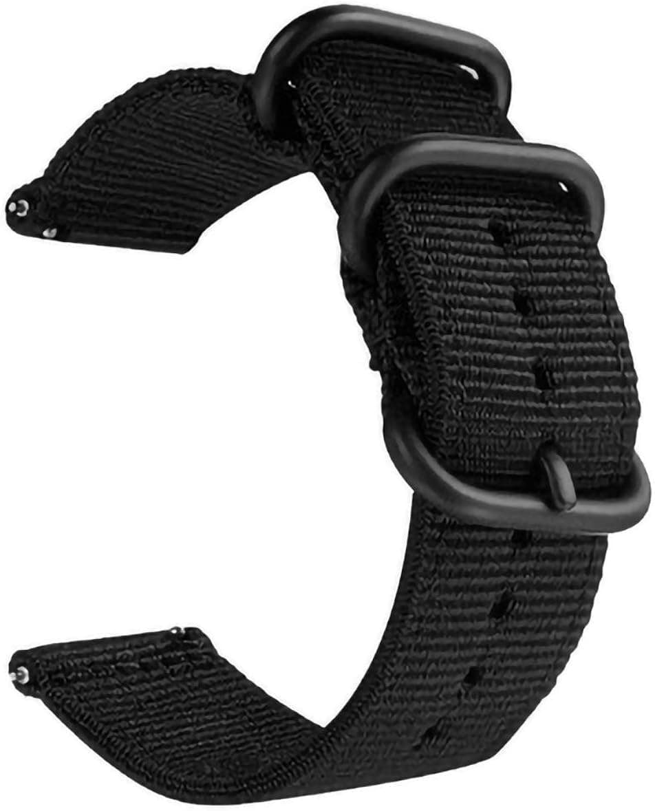 Quick Release Nylon Watch Band Black Two-Piece Strap Width 20mm