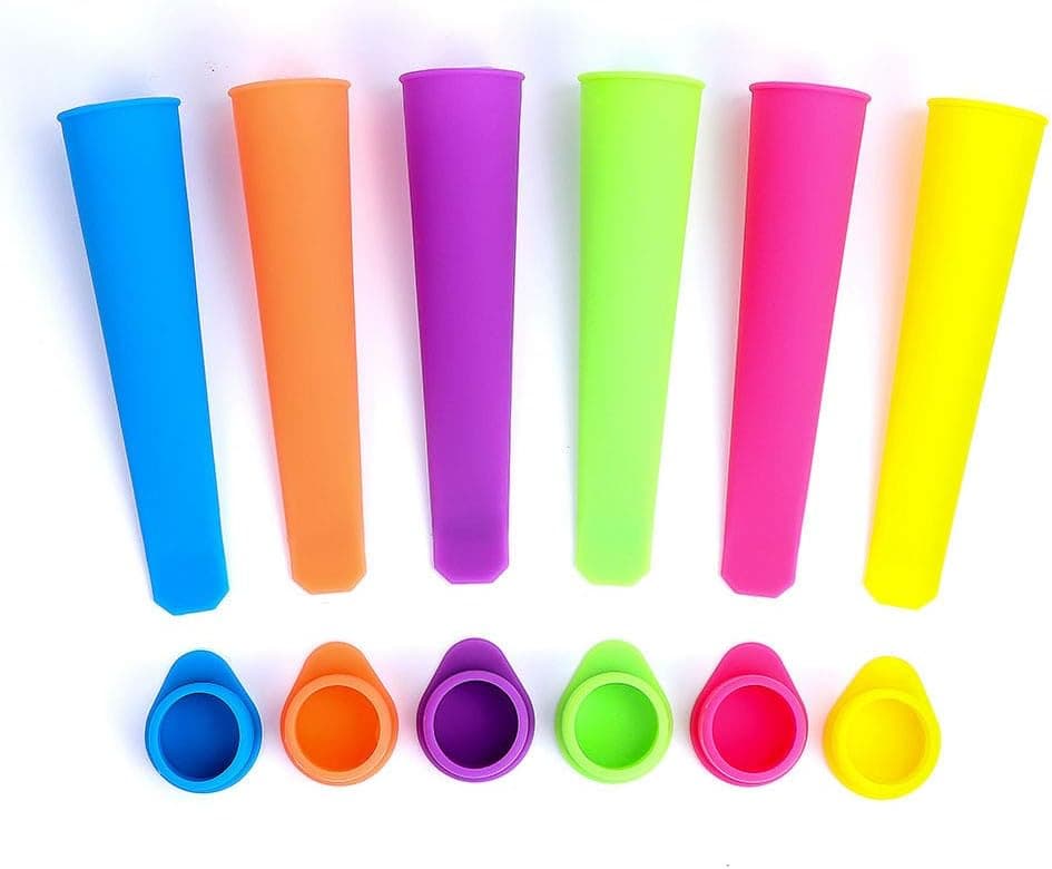 Silicone Popsicle Molds, McoMce 6 Pack Squeezable Ice Pop Molds Silicone, Homemade Popsicle Bags with Attached Lids, Reusable Popsicle Molds for Kids and DIY Ice Pop Bags(Multicolor)