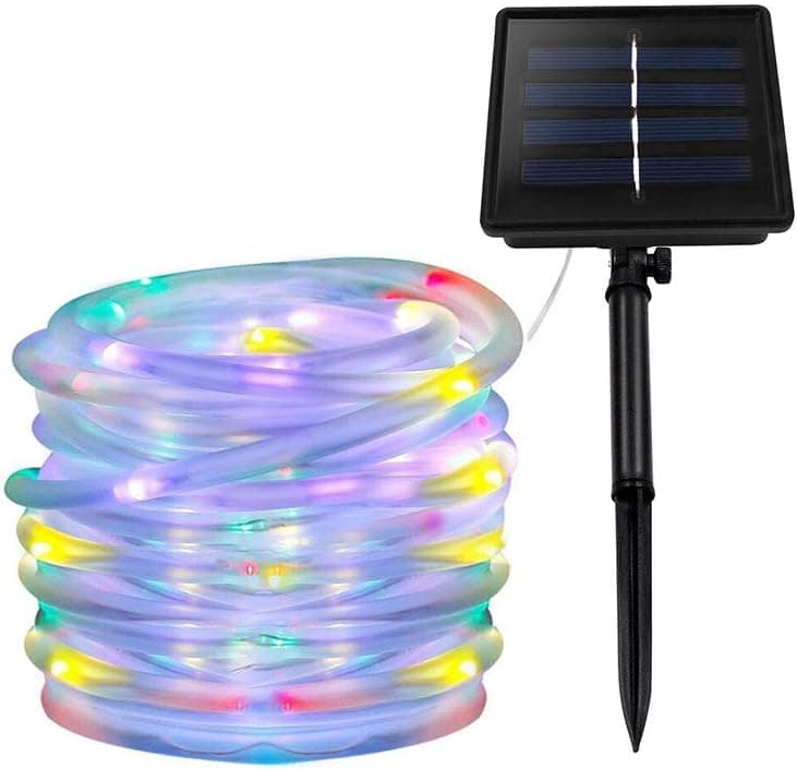 Xunata Solar String Lights, Solar Rope Lights, 40FT 8 Modes 100 LED Outdoor Lighting Rope, Waterproof Copper Wire Rope String Light for Outdoor Indoor Home Garden Patio Parties(Multi-Color)