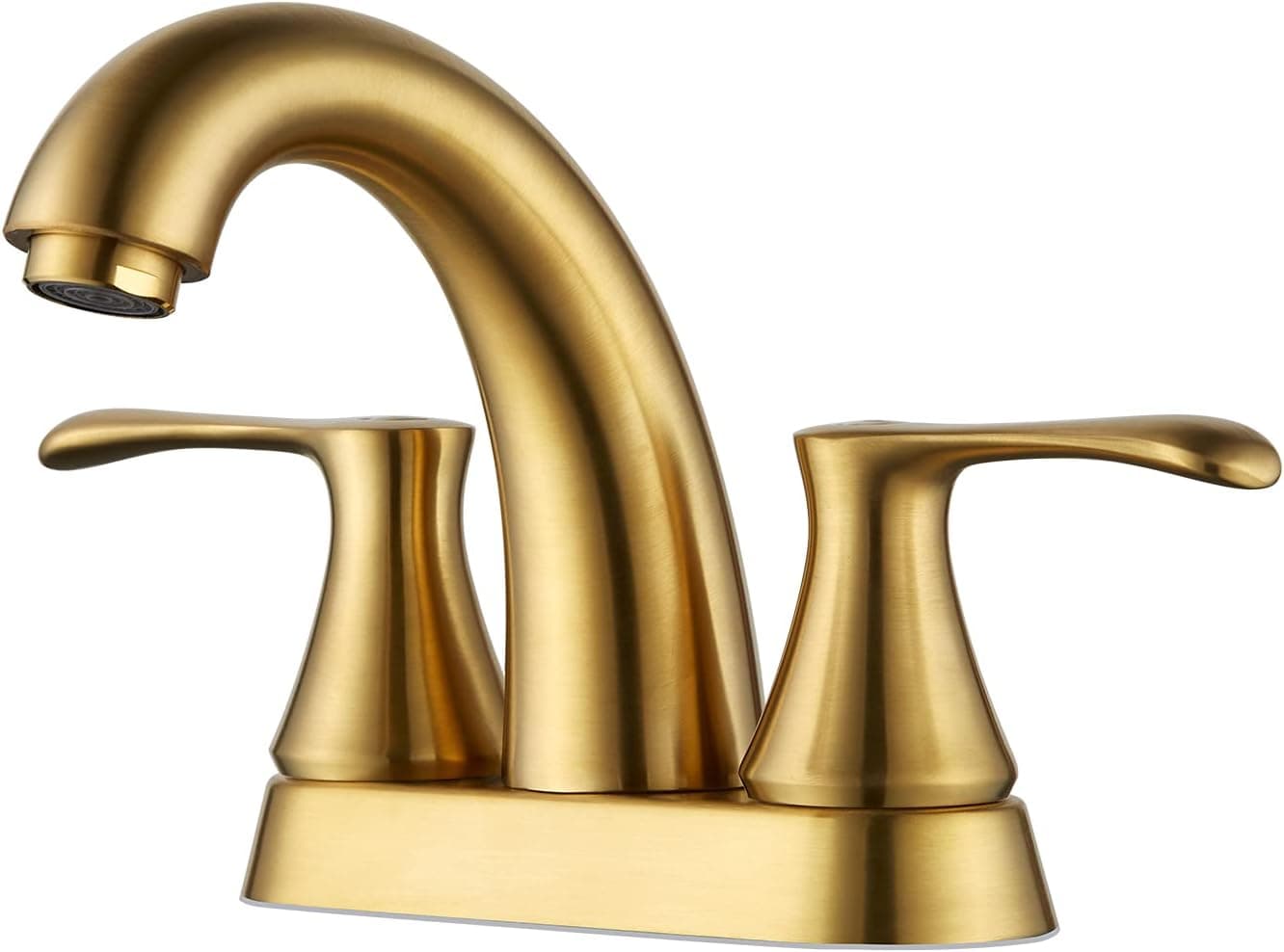Lexdale Bathroom Sink Faucet Vanity Faucet Centerset 2 Handles Brushed Gold Brass Bathroom Lavatory Faucet with Pop up Drain and Supply Lines