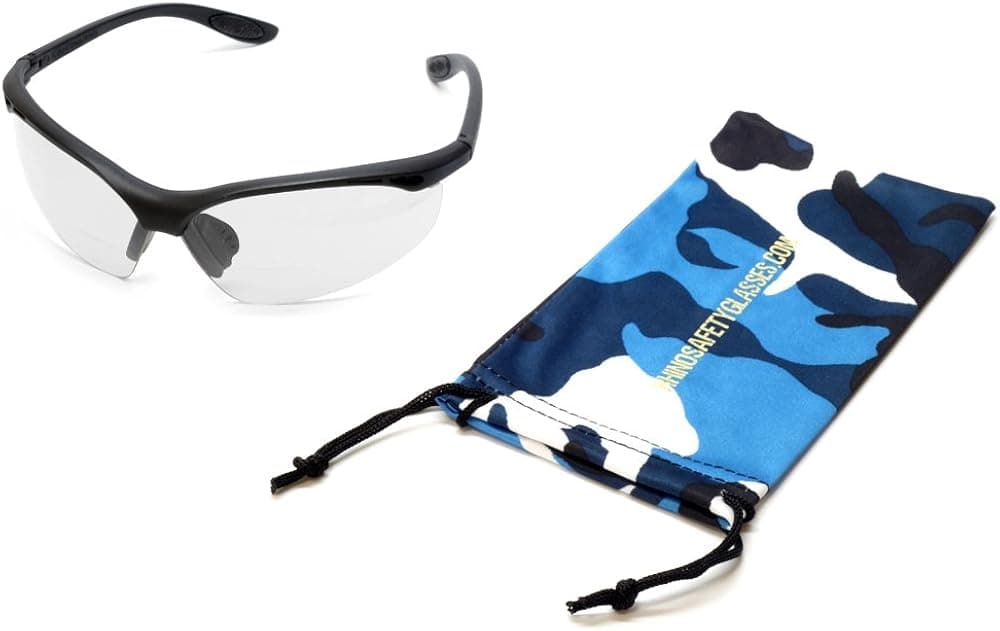Rhino 91348 BiFocal Safety Glasses Readers Men/Women UV Protection Shatterproof Side Shields | Included Camouflage Pouch