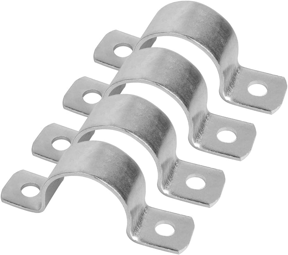 GBGS 4 Pcs M60 2 Holes Rigid Pipe Strap Clamp Hanger U Bracket Tube , Heavy Duty Thicken 3.5mm ,Carbon Steel Q235B Fit Pipe Diameter: 2⅜ '', Screws Not Included