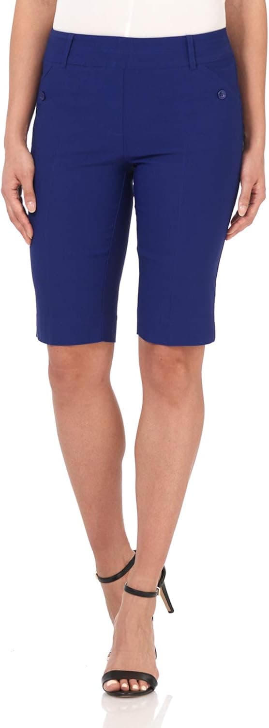 Rekucci Women's Ease Into Comfort Modern Pull-On Bermuda Short with Pockets