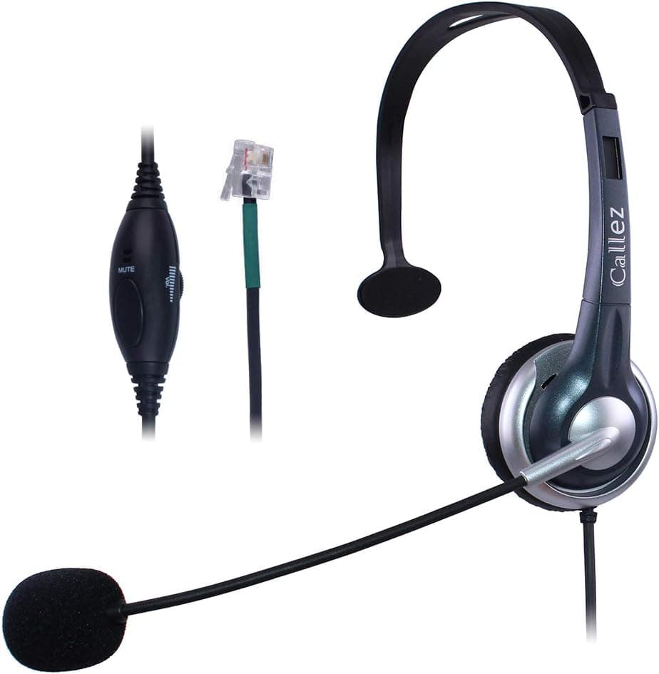 Comdio Callez Wired Telephone Headset Mono, RJ9 Headset with Noise Cancelling Boom Mic, Compatible for Plantronics T10 Avaya 1416 ShoreTel 480 NEC DT300 Mitel Polycom Landline Deskphones (C300A3)