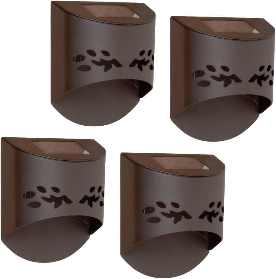 Solar Outdoor Wedge Light (4 Pack) – Modern Wedge Lights for Deck, Steps and Railings, Backyard Garden and Patio – Warm White Premium LEDs, Waterproof, Solar Powered, Bronze by Solucent