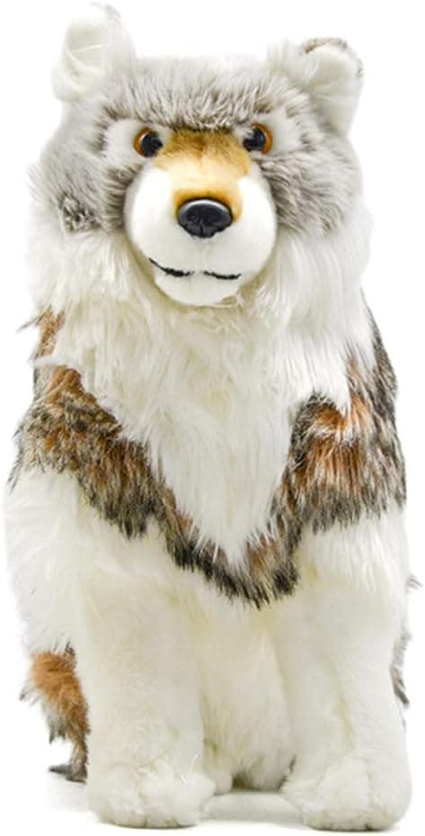 JIANEEXSQ Simulation Tibetan Wolf Plush Toy, Realistic Standing Wolf Stuffed Animal Model Toy, Unique Plush Gift Collection for Kids Birthday, Home Decor
