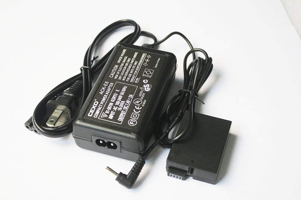 CEXO ACK-E8 AC Power Adapter Charger Kit, for DR-E8 DC Coupler (Canon LP-E8 Replacement) for Canon EOS Rebel 700D 650D 600D 550D T5i T4i T3i T2i Kiss X6 Kiss X5 Kiss X4 DSLR Cameras