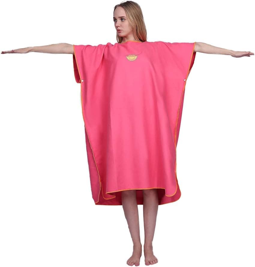 Microfiber Poncho Towel for Adult Surf Beach Wetsuit Changing Towel Bath Robe Hooded Poncho -One Size Fit All