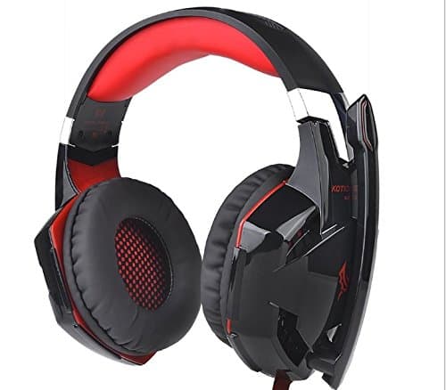 BABYEN KOTTON Each G2000 Stereo Gaming Headset for PS4 Xbox One, Bass Over-Ear Headphones（Black Red）