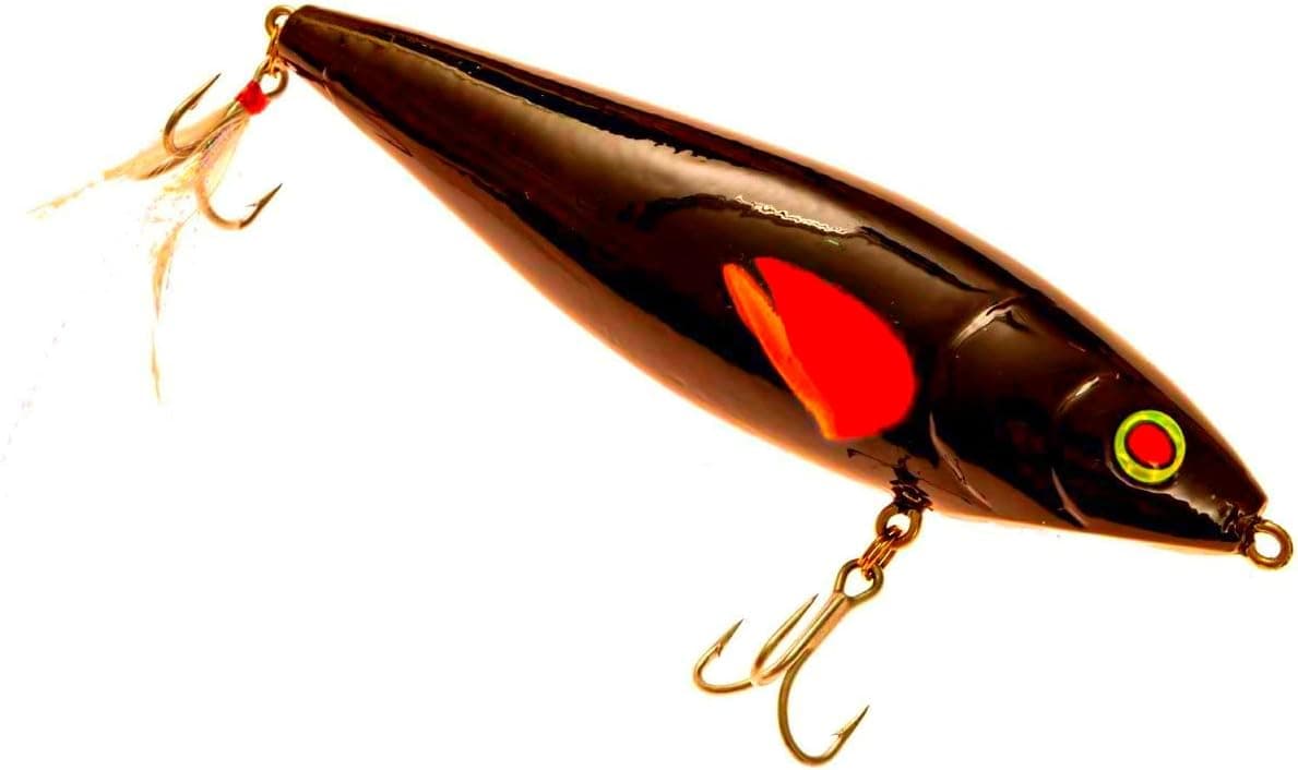 6.5" Wood Boog Top Water Lure Bass Musky Striper Fishing Bomber Wooden Topwater Popper Plopper Kit for Freshwater or Saltwater