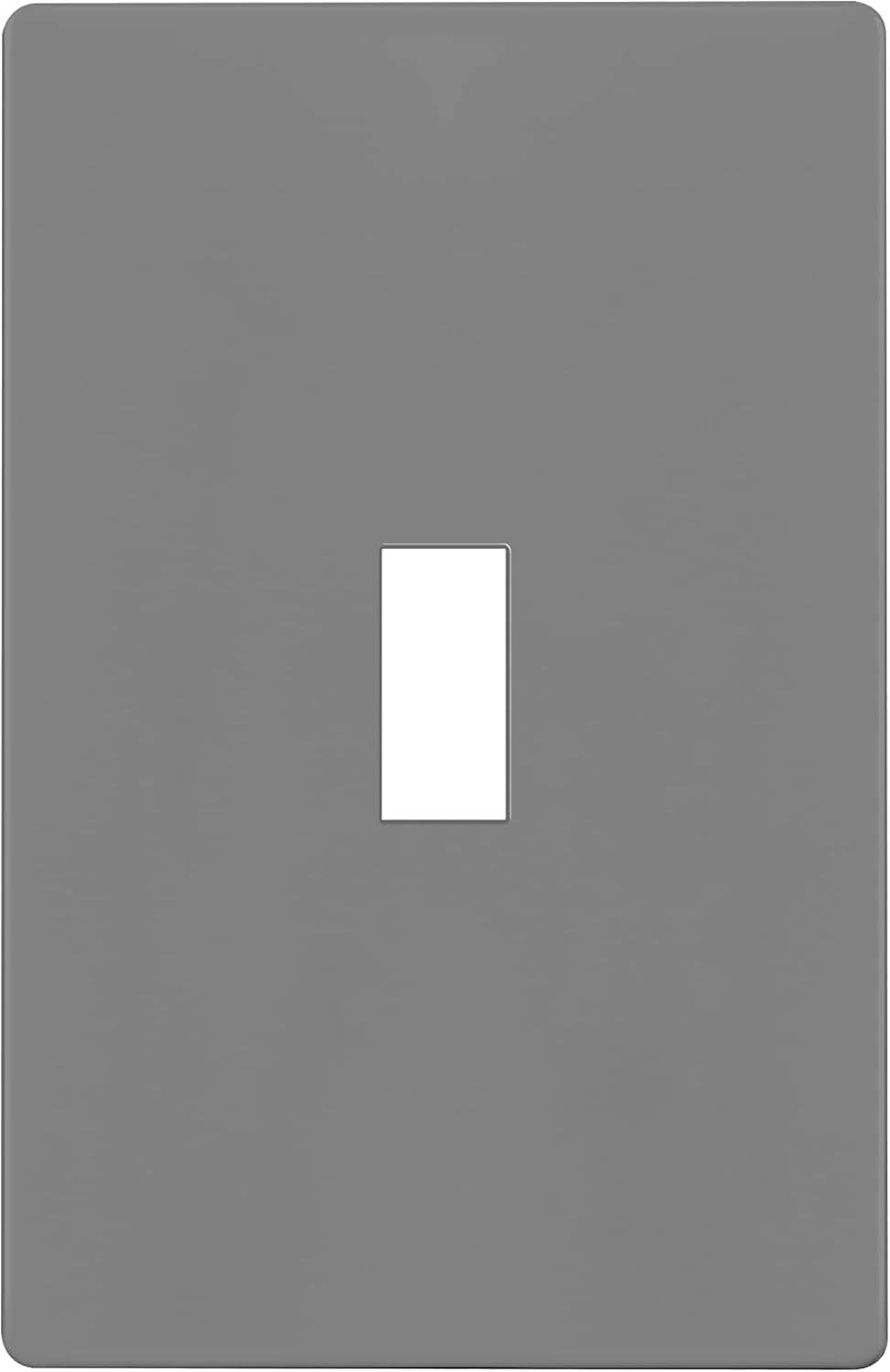 ENERLITES Screwless Toggle Switch Wall Plate, Child Safe Light Switch Cover, Standard Size 1-Gang 4.68" x 2.93", Unbreakable Polycarbonate Thermoplastic, UL Listed, SI8811-GY, Glossy, Gray