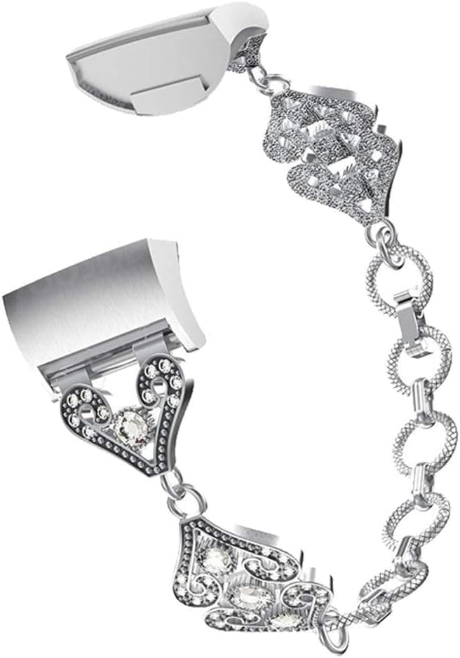 Bands for Fitbit Charge 4 / Charge 3 / Charge 3 SE ,Replacement Wristband Stainless Steel Bling Jewel Chain Band Strap Accessories Dressy for Women