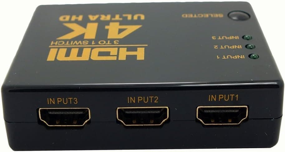 FrontTech 3 in 1 Out HDMI Switch Hub Switcher, 3-Port HDMI Audio/Video Switcher for 4K Ultra HD Device, HDTV, Xbox, PS3