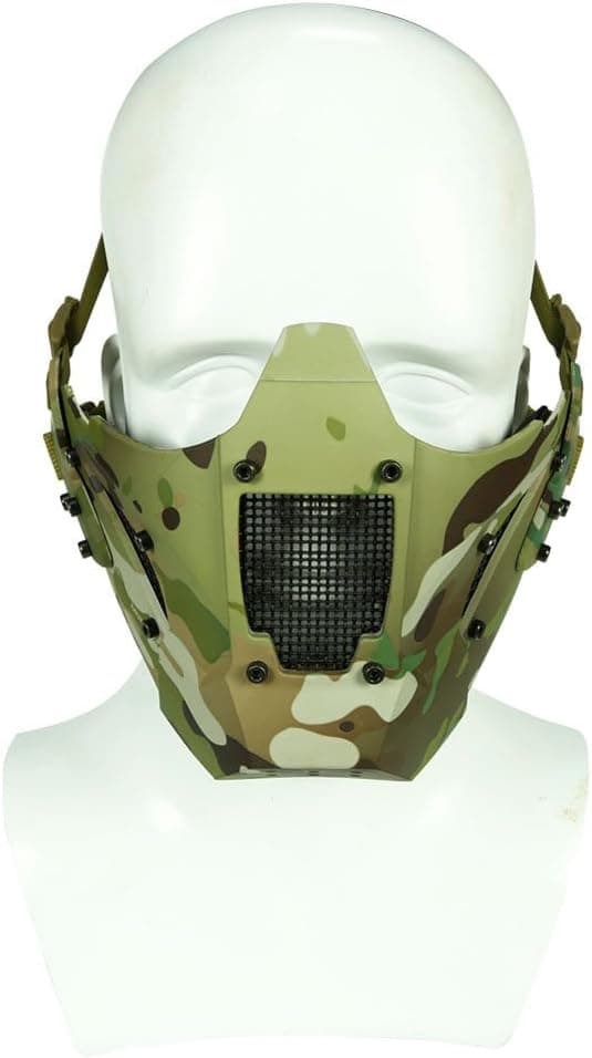 Simways Half Face Lower Mask Mesh Tactical Metal Steel Mask, Can Work with Fast Helmet, Used for Airsoft Paintball Hunting Shooting