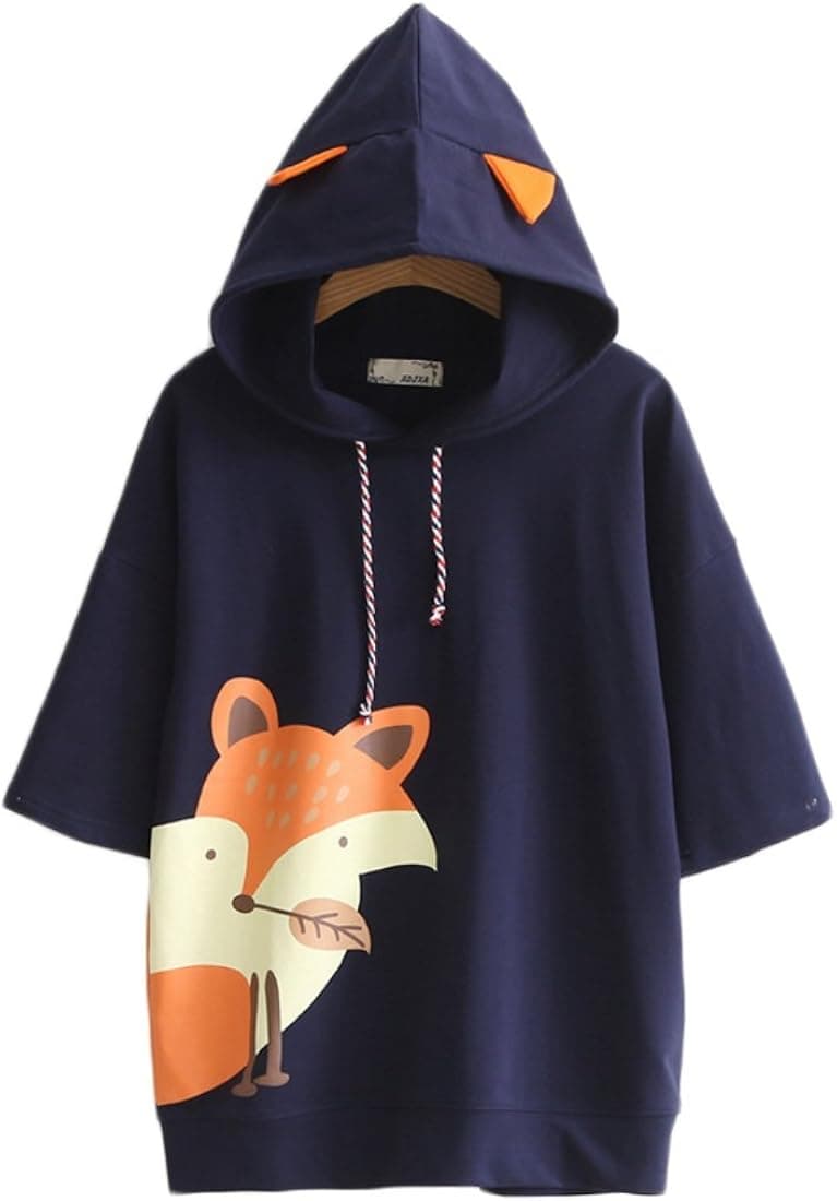 Aza Boutique Girl's Fox Style Cute Loose Style T-Shirt/Hoodie with Ear