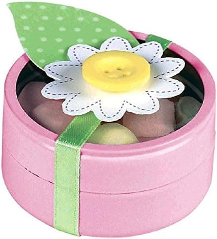 amscan Endearing Round Tin Baby Shower Party Favors Kit (24 Count), 2", Pink