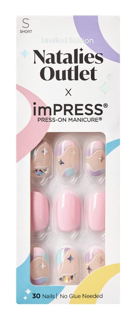KISS imPRESS Press-On Manicure Pink Short Length Oval Nails Natalies Outlet IM36Y9 Pastel Feelings