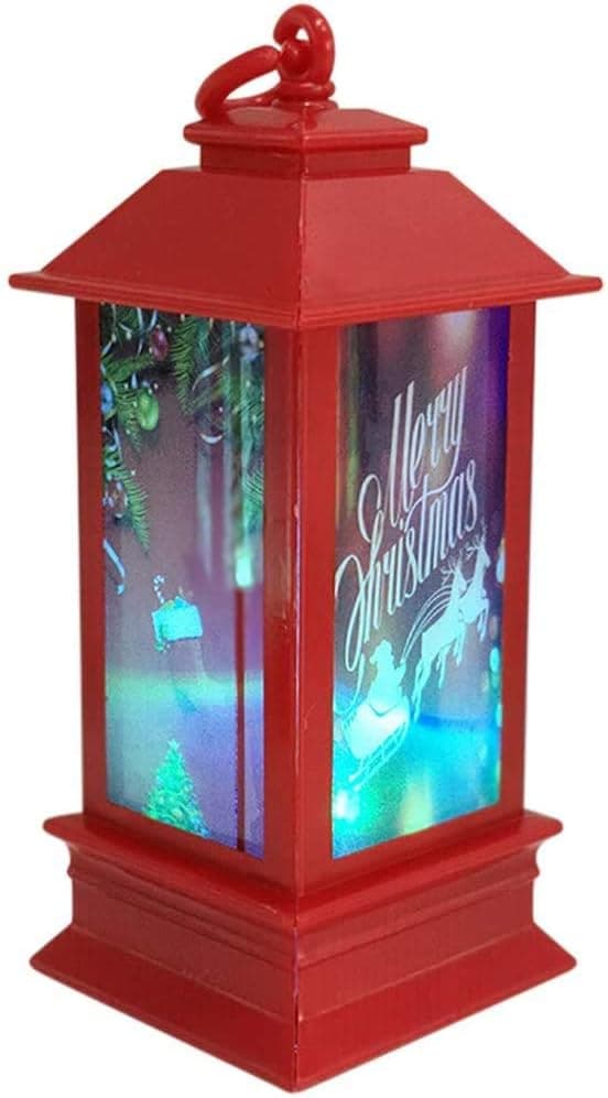 Blitzby Christmas Vintage Outdoor Candle Lantern Decorative with LED Light - Tabletop Lanterns Christmas Candle Light for Christmas Decoration - Decorative Home Hanging Lanterns Battery Powered