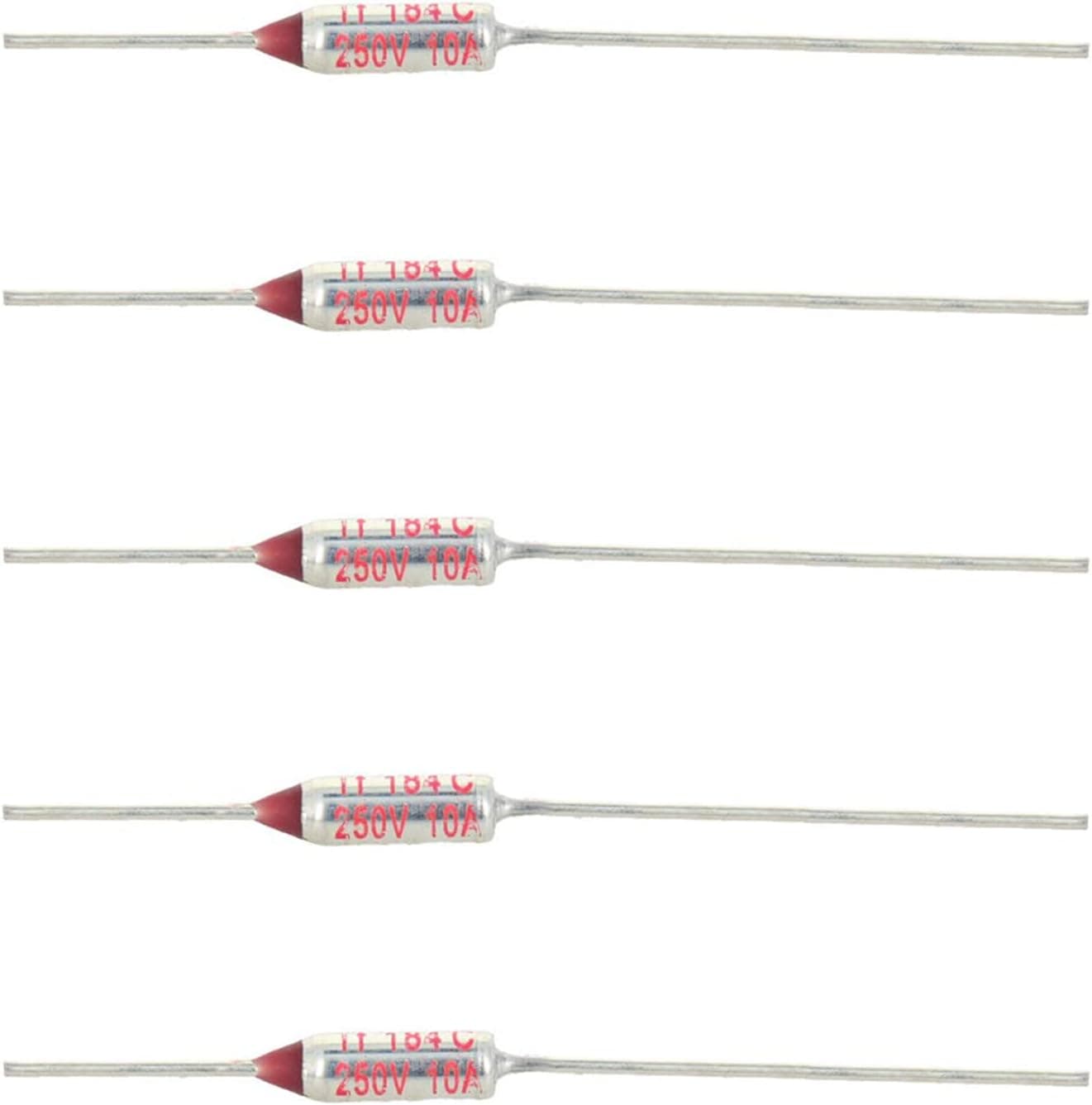 Fielect 10pcs 250V 10A Temperature Thermal Cutoffs Fuse for Transformer Industrial Household Appliances 184℃