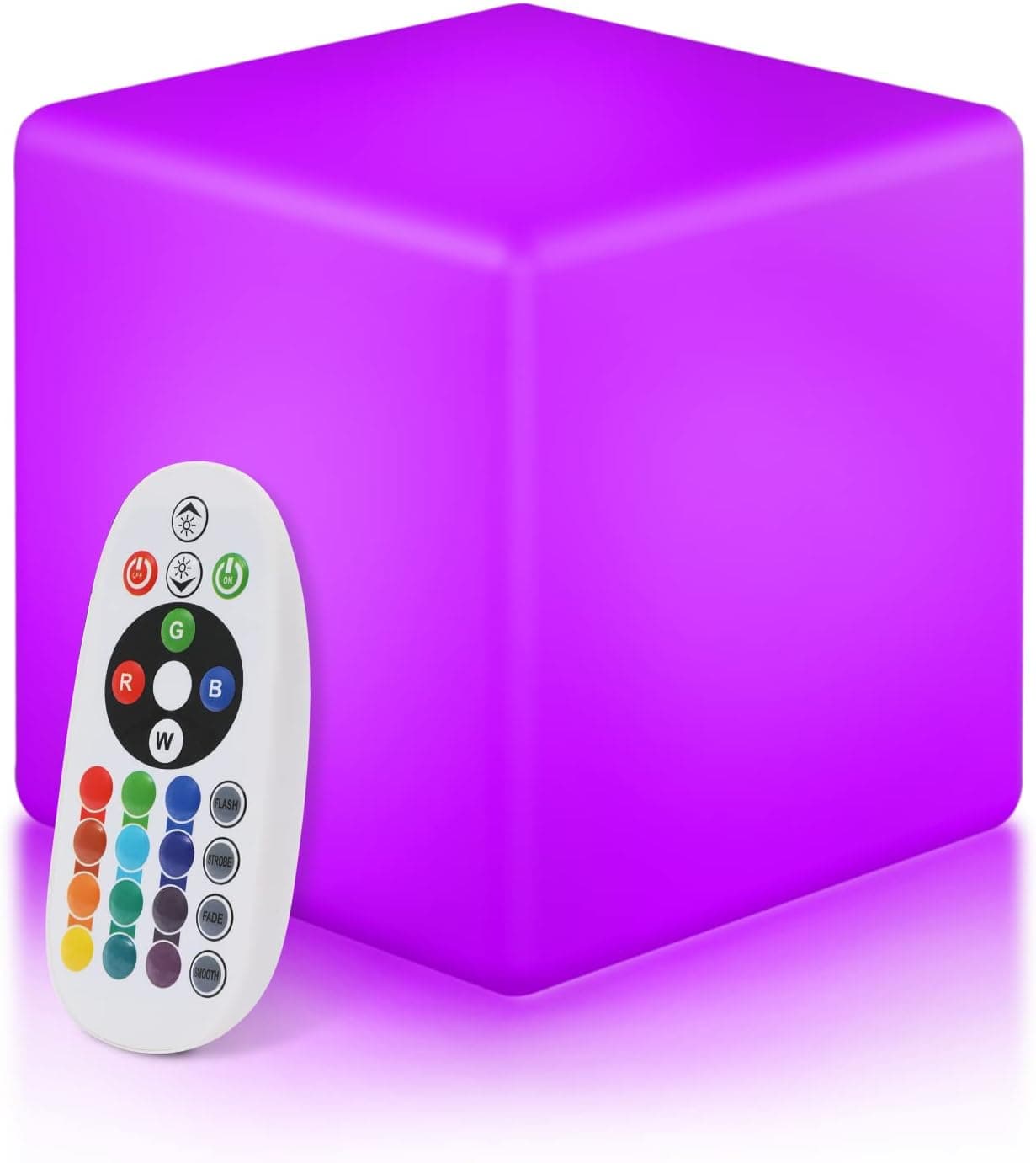 Magshion 16-Inch LED Cube Chair Lights, Glow Cube Seat 16 RGB Color Changing Waterproof Light Up Stool Rechargeable Mood Lamp Decorative Lighting Light with Remote for Garden Patio Party Bar Cafe