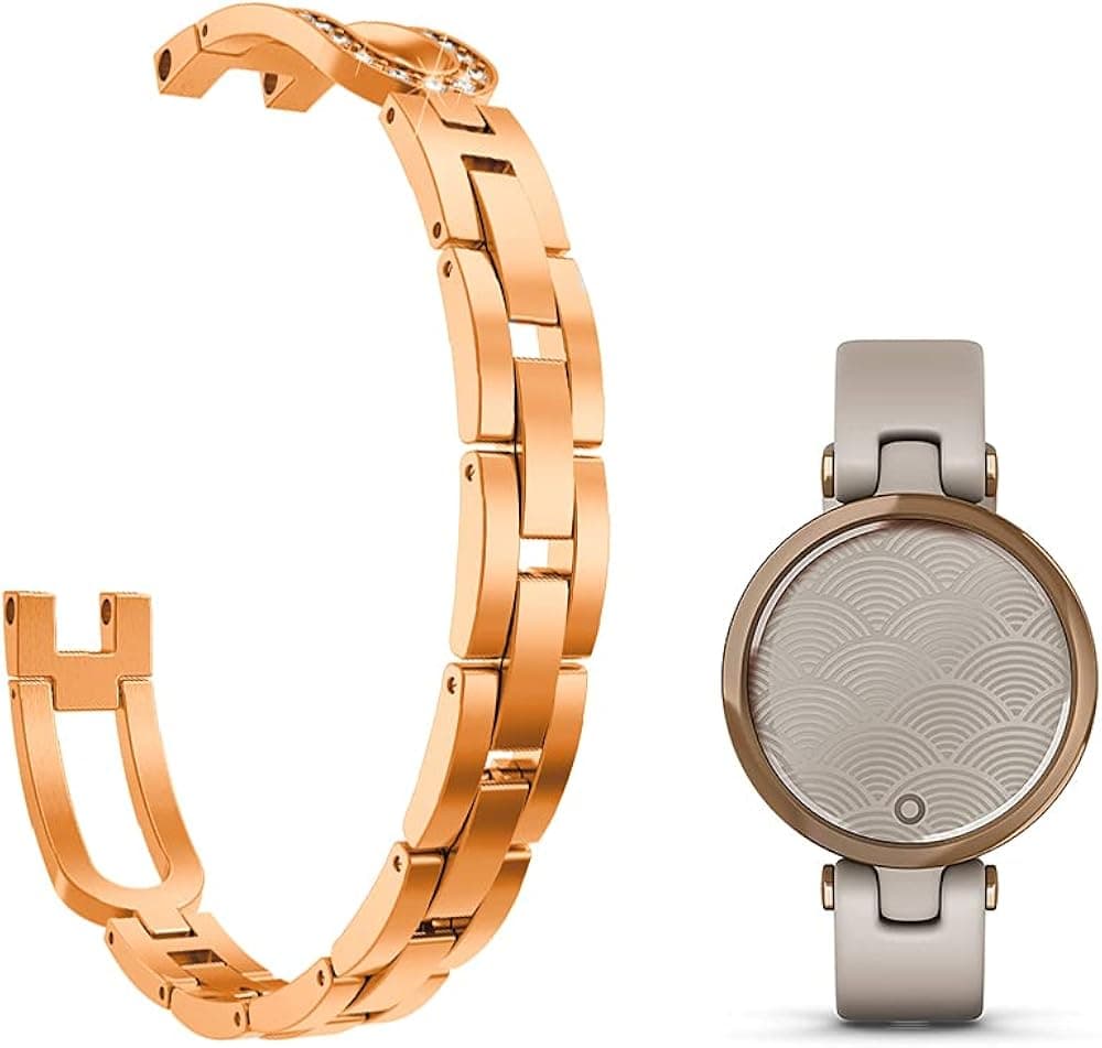 C2D JOY Stainless Steel Straps Compatible with Garmin Lily Smartwatch Replacement Band for Women Accessories U-style Dressy Wristband