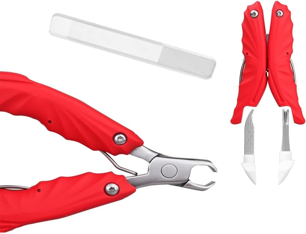 Toe Nail Clipper for Men Thick Nails, Ultra Wide Jaw Opening, Extra Large Heavy Duty 3 in 1 Toe Nail Clippers for Seniors, Fingernail Cutters Long Handle with Nail File, Soft Long Handle Red