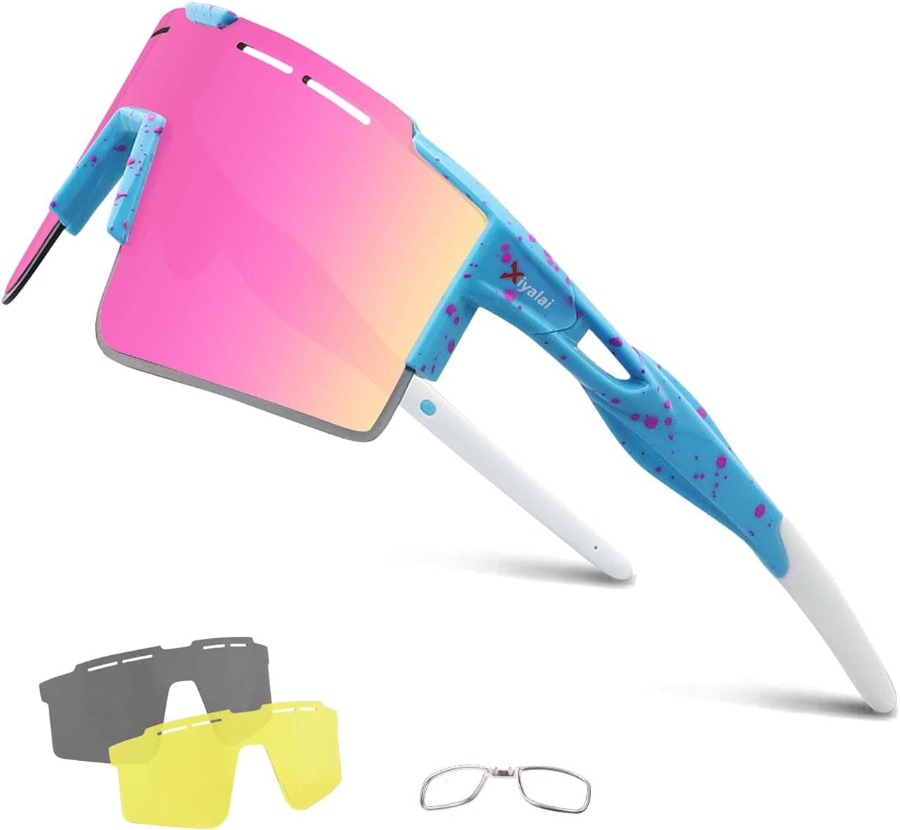Xiyalai Sport Sunglasses Cycling Sunglasses for Men Women with 3 Interchangeable Lenses for Baseball Softball Glasses