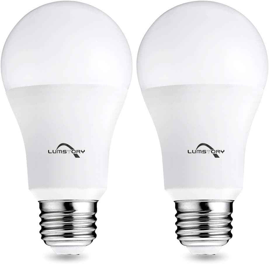 Motion Sensor Light Bulbs Outdoor/Indoor Daylight White 5000K 9W(60W Replacement) A19 Dusk to Dawn Motion Detector Light Bulb E26 Motion Activated Lights for Porch, Garage, Hallway(2-Pack)