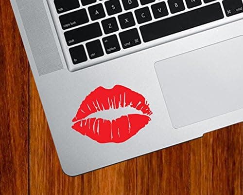 Yadda-Yadda Design Co. Hot Lips Kiss Mark - Trackpad | Tablet | Computer - Vinyl Decal Sticker © YYDC (2.5" w x 1.75" h) (Color Choices) (RED)